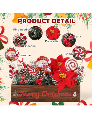 Centro de Mesa Navideño Dlerom con Arreglos Artificiales 32x10x8cm