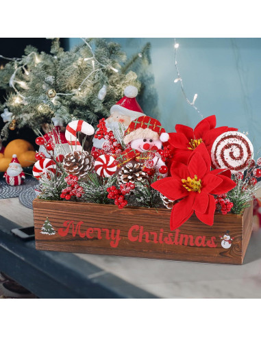 Centro de Mesa Navideño Dlerom con Arreglos Artificiales 32x10x8cm