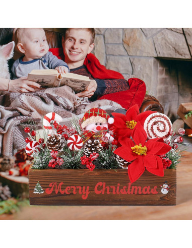 Centro de Mesa Navideño Dlerom con Arreglos Artificiales 32x10x8cm