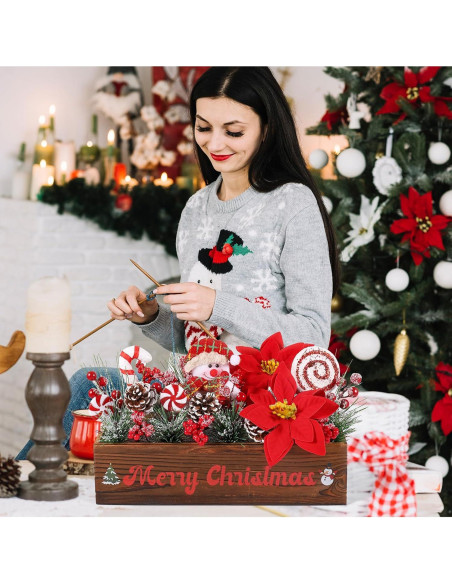 Centro de Mesa Navideño Dlerom con Arreglos Artificiales 32x10x8cm