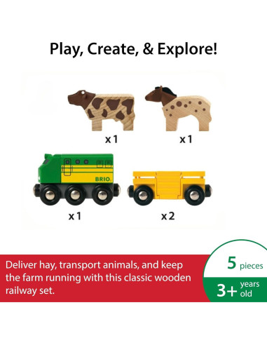 Conjunto de Tren de Granja BRIO 5 Piezas Madera Sostenible