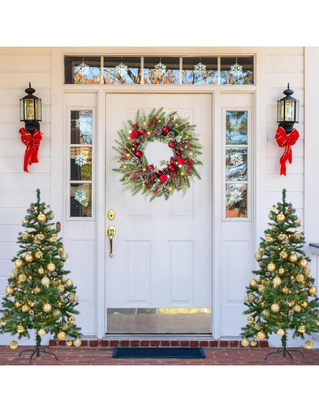 Corona de Navidad Artificial 55.88 cm Sggvecsy Verde y Rojo