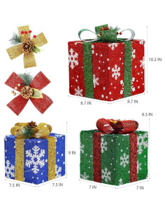 ATDAWN Conjunto 3 Cajas de Regalo Iluminadas Navidad 60 LED 2