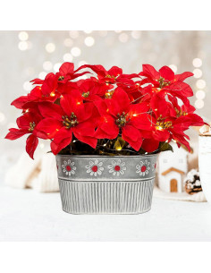 Centro de Mesa Navideño HOPEME con Poinsettias y Luces LED 2