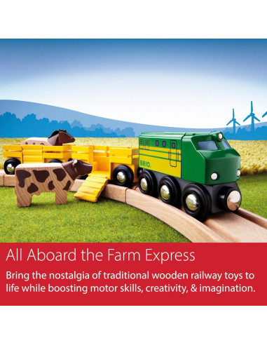 Conjunto de Tren de Granja BRIO 5 Piezas Madera Sostenible