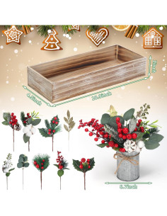 Centro de Mesa Navideño Leinuosen con Pino y Baya Roja 2