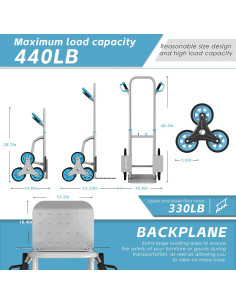Carretilla de Escalera Teprovo Plegable 440lb 6 Ruedas Azul 2
