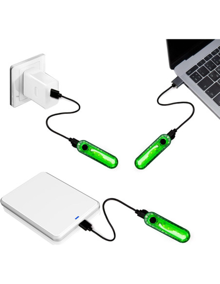 Luz Trasera LED Verde BuleVina Recargable USB para Bicicleta