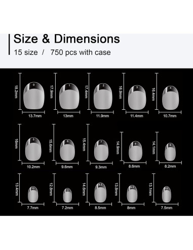 Consejos de Uñas Falsas GazePlus Almendra Cortos 750 pcs