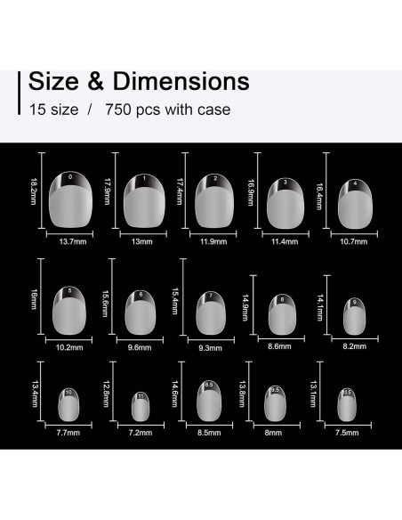 Consejos de Uñas Falsas GazePlus Almendra Cortos 750 pcs