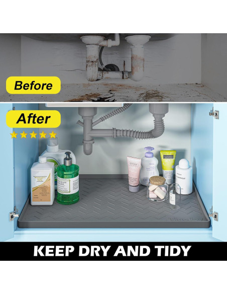 Alfombrilla Silicona Impermeable TigeJoy 94x48 cm Gris Claro