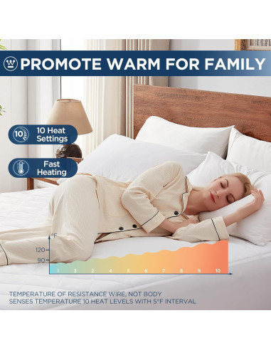 Almohadilla Térmica Queen Size Westinghouse 10 Niveles Calor