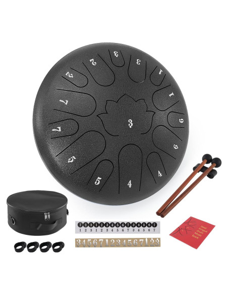 Tambor de Lengua de Acero Weipoken 12" 15 Notas Negro