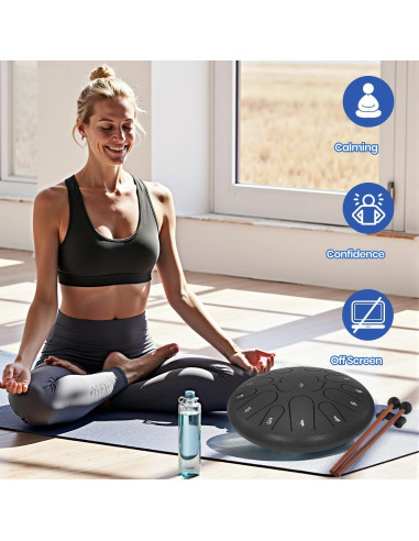 Tambor de Lengua de Acero Weipoken 12" 15 Notas Negro