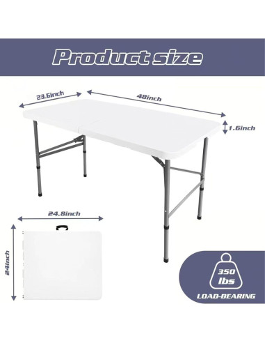 Mesa Plegable Camp Field 1.2m Blanca para Picnic y Camping