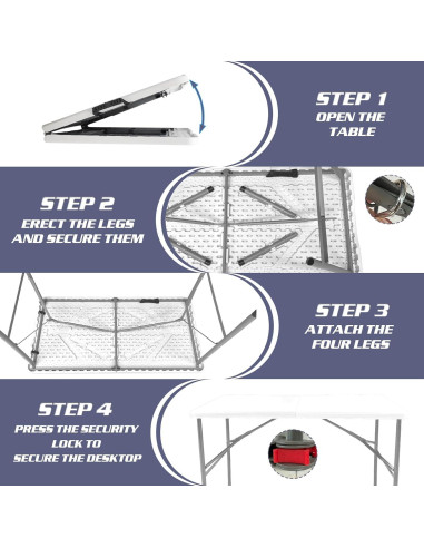 Mesa Plegable Camp Field 1.2m Blanca para Picnic y Camping