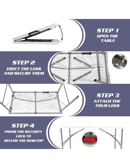 Mesa Plegable Camp Field 1.2m Blanca para Picnic y Camping