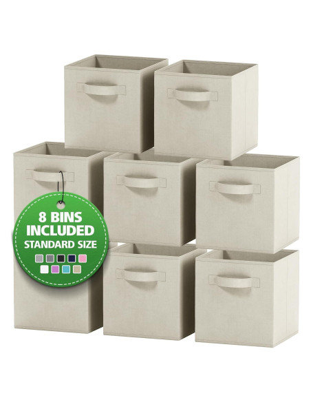 Juego de 8 Cajas de Almacenamiento Royexe 26.5x27 cm Beige
