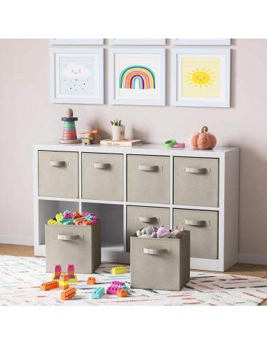 Juego de 8 Cajas de Almacenamiento Royexe 26.5x27 cm Beige