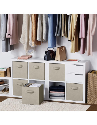 Juego de 8 Cajas de Almacenamiento Royexe 26.5x27 cm Beige