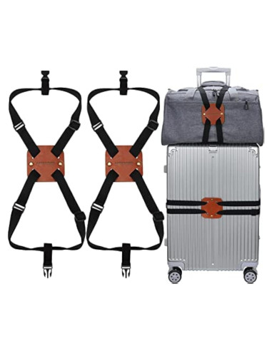 Correas de Equipaje Bungee Lapinchen 2Pack Marrón Ajustables