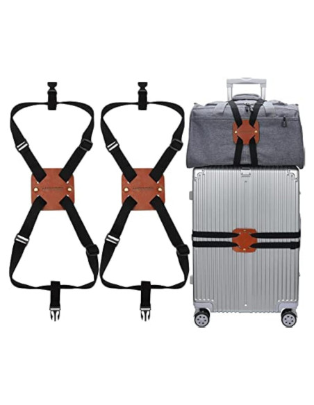 Correas de Equipaje Bungee Lapinchen 2Pack Marrón Ajustables