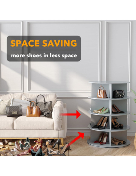 Torre de Zapatos Rotativa SpaceAid 4 Niveles Gris 59x92.7cm