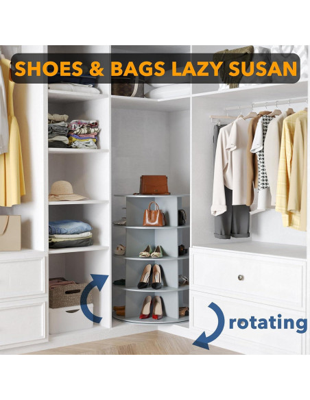 Torre de Zapatos Rotativa SpaceAid 4 Niveles Gris 59x92.7cm