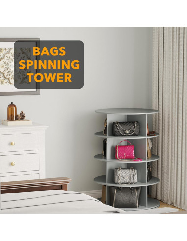 Torre de Zapatos Rotativa SpaceAid 4 Niveles Gris 59x92.7cm