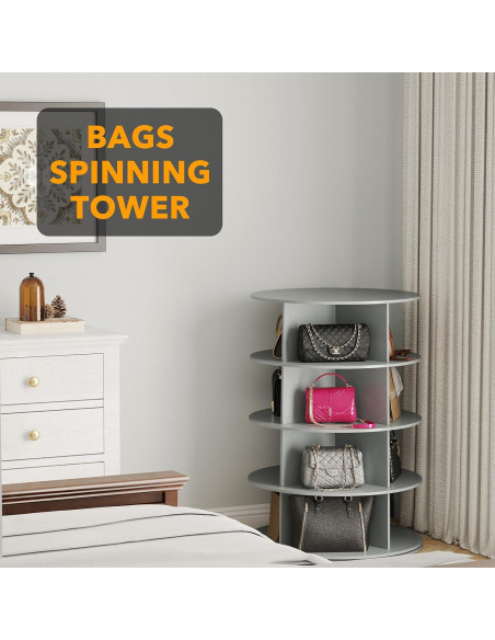 Torre de Zapatos Rotativa SpaceAid 4 Niveles Gris 59x92.7cm