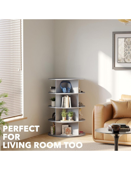 Torre de Zapatos Rotativa SpaceAid 4 Niveles Gris 59x92.7cm