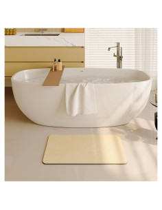 Alfombra de Baño Antideslizante Mecko Beige 40x60cm Suede