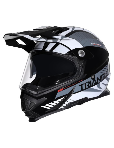 Casco Dual Sport TRIANGLE AH609 Negro Blanco para Motocicleta Casco Dual Sport TRIANGLE AH609 Negro Blanco para Motocicleta