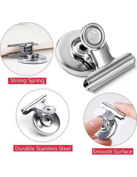 Clips Magnéticos VNDUEEY 12 Piezas Plateados para Nevera