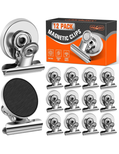 Clips Magnéticos VNDUEEY 12 Piezas Plateados para Nevera