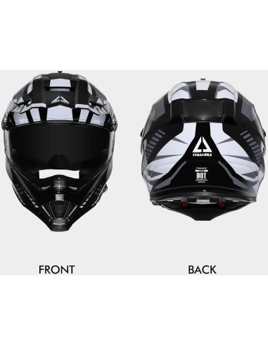 Casco Dual Sport TRIANGLE AH609 Negro Blanco para Motocicleta