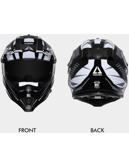 Casco Dual Sport TRIANGLE AH609 Negro Blanco para Motocicleta Casco Dual Sport TRIANGLE AH609 Negro Blanco para Motocicleta