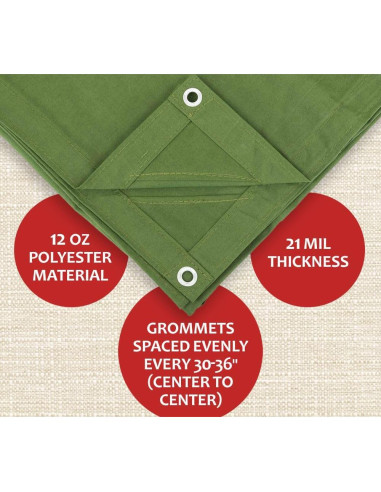 Lona Resistente al Agua Mytee Products 1.83m x 2.44m Verde Oliva