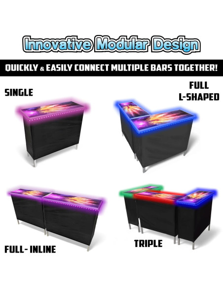 Barra Portátil Plegable PartyLife con Luces LED y Faldas