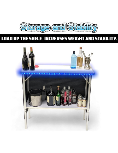 Barra Portátil Plegable PartyLife con Luces LED y Faldas