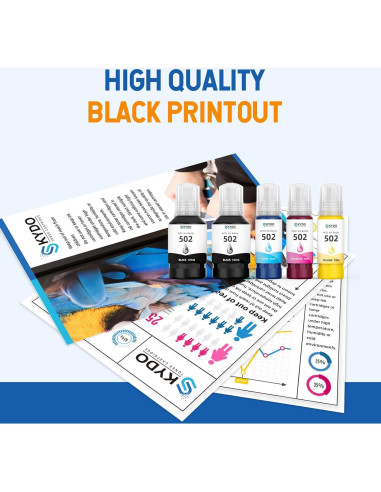 Botellas de Recarga de Tinta Compatible Skydo 502 - Paquete de 5