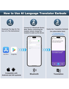 Auriculares Inalámbricos Traductores AI R'hllor Q16 144 Idiomas 2