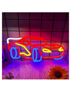Letrero de Neón LED Moneter Coche de Carreras 33x40.9cm