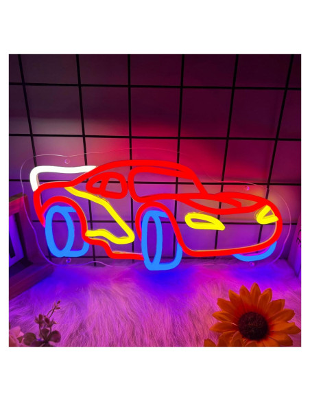 Letrero de Neón LED Moneter Coche de Carreras 33x40.9cm