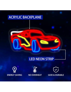Letrero de Neón LED Moneter Coche de Carreras 33x40.9cm 2