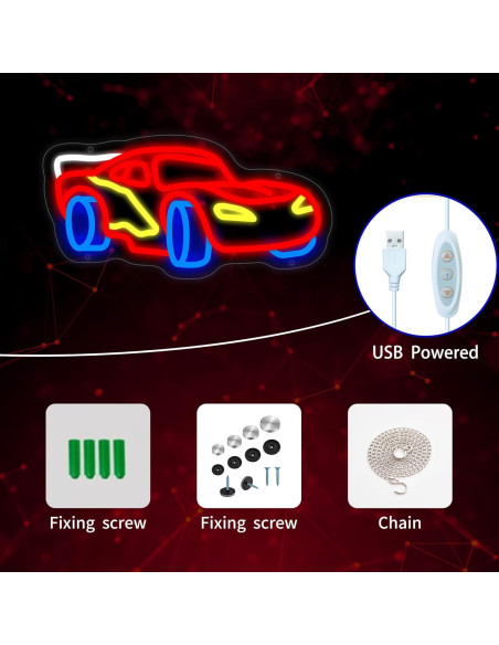 Letrero de Neón LED Moneter Coche de Carreras 33x40.9cm