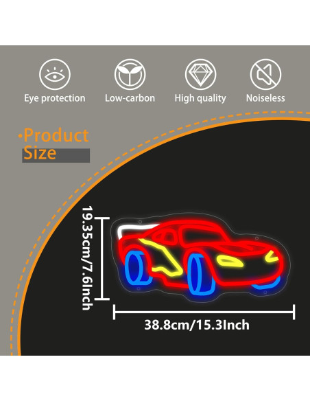 Letrero de Neón LED Moneter Coche de Carreras 33x40.9cm