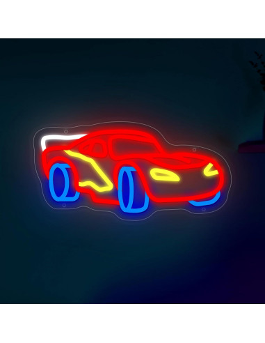 Letrero de Neón LED Moneter Coche de Carreras 33x40.9cm