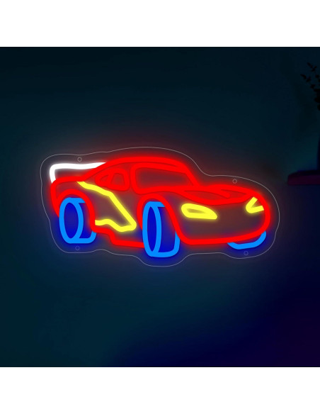 Letrero de Neón LED Moneter Coche de Carreras 33x40.9cm