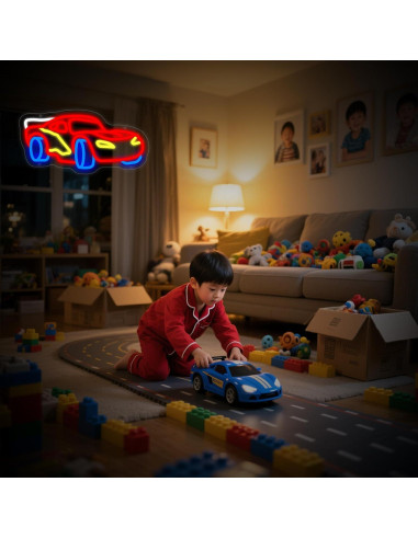 Letrero de Neón LED Moneter Coche de Carreras 33x40.9cm